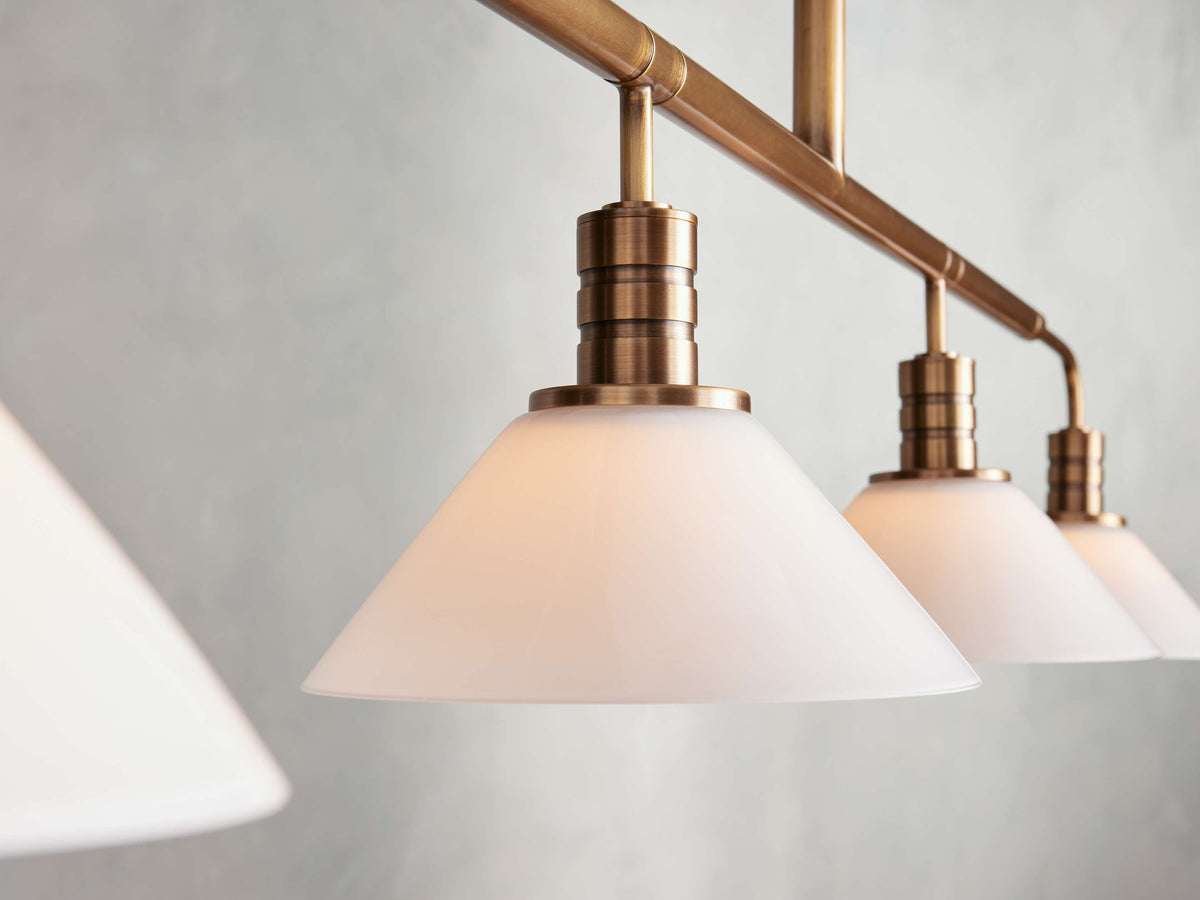 Conical Glass Industrial Beam Chandelier