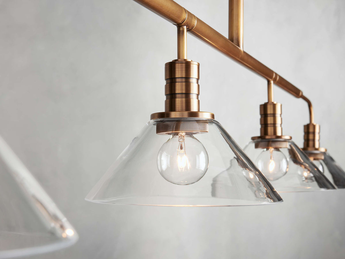 Conical Glass Industrial Beam Chandelier