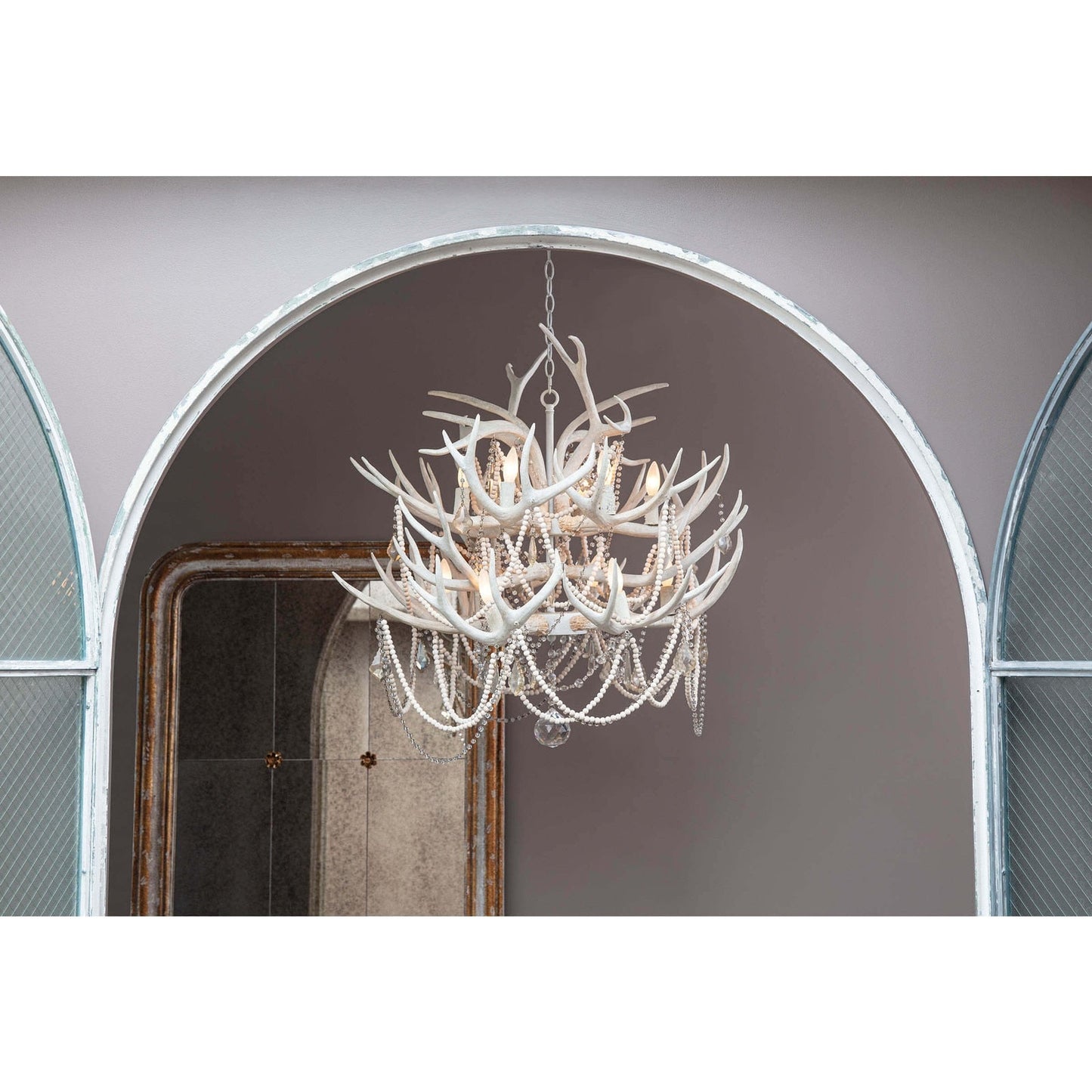 Crystal Antler Chandelier in Neutral Tones