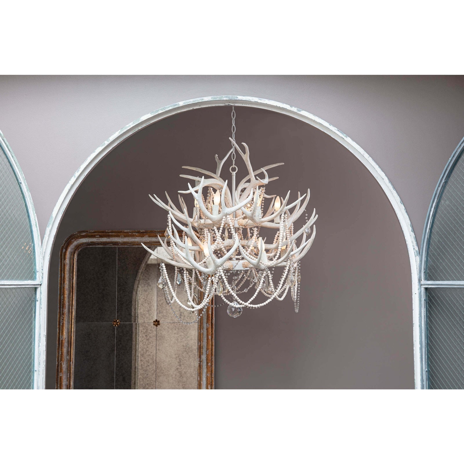 Crystal Antler Chandelier in Neutral Tones