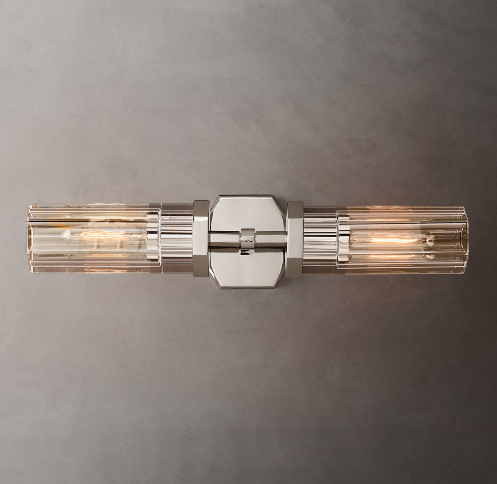 Crystal Cylinder Brass Linear Sconce