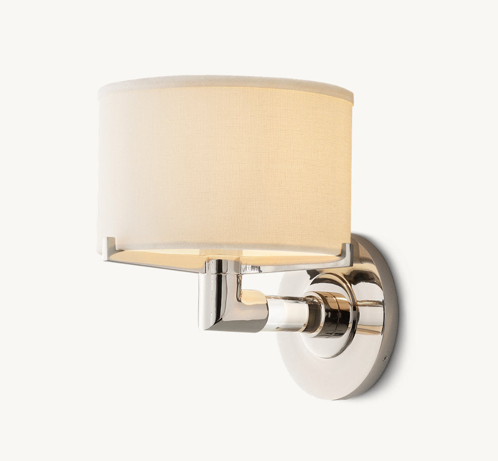 Crystal Rod Linen Shade Wall Sconce