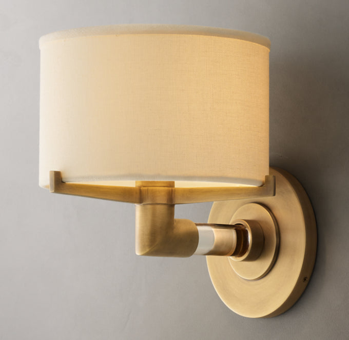 Crystal Rod Linen Shade Wall Sconce