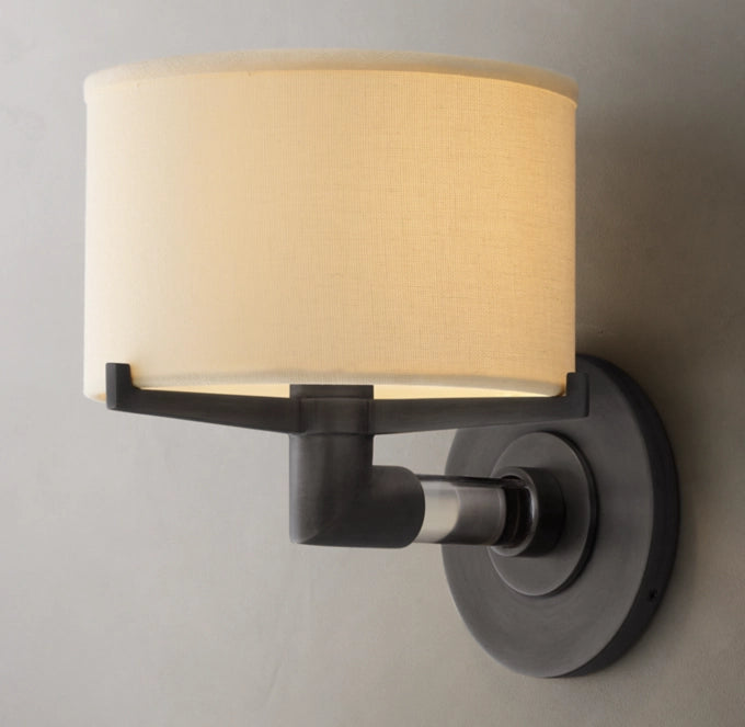 Crystal Rod Linen Shade Wall Sconce
