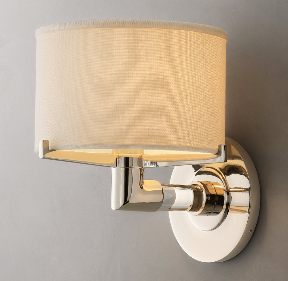 Crystal Rod Linen Shade Wall Sconce
