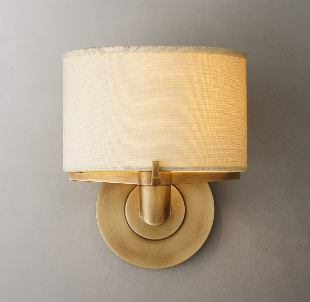 Crystal Rod Linen Shade Wall Sconce