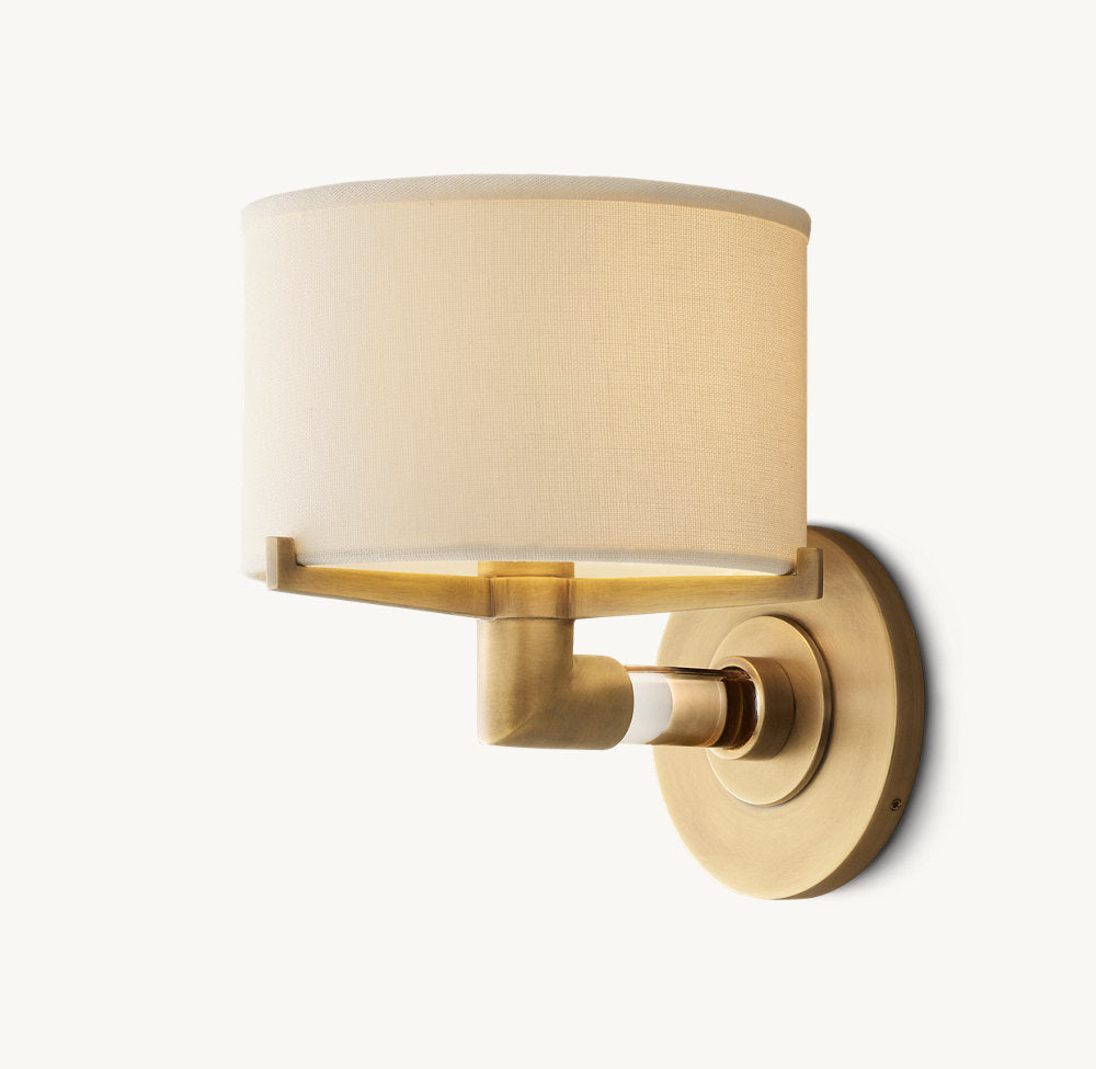 Crystal Rod Linen Shade Wall Sconce