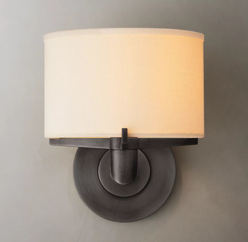 Crystal Rod Linen Shade Wall Sconce