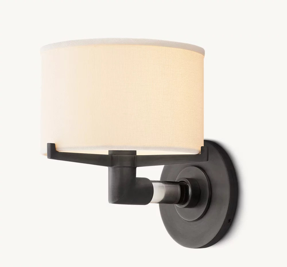 Crystal Rod Linen Shade Wall Sconce