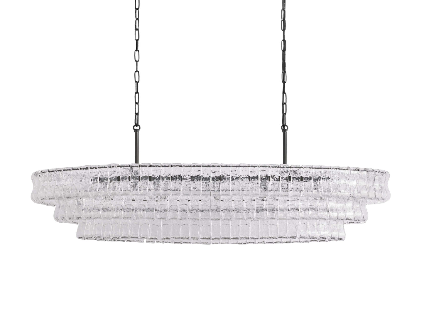 Curved Glass Oval Brass Chandelier