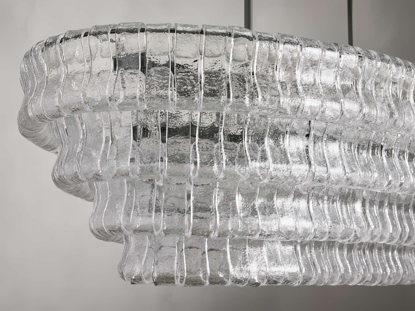 Curved Glass Oval Brass Chandelier
