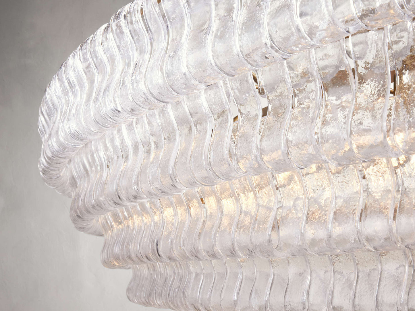 Curved Glass Oval Brass Chandelier
