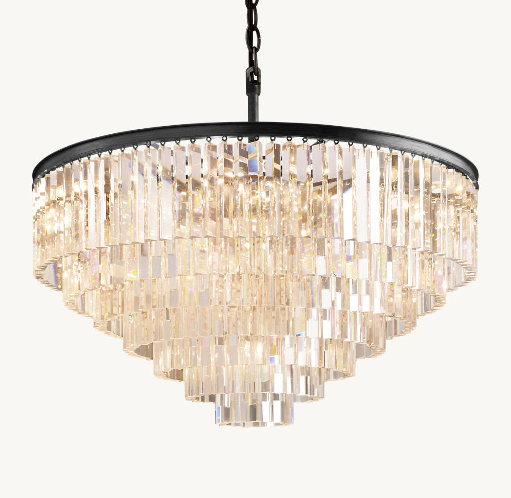 Deco Optical Prism Cascade Chandelier