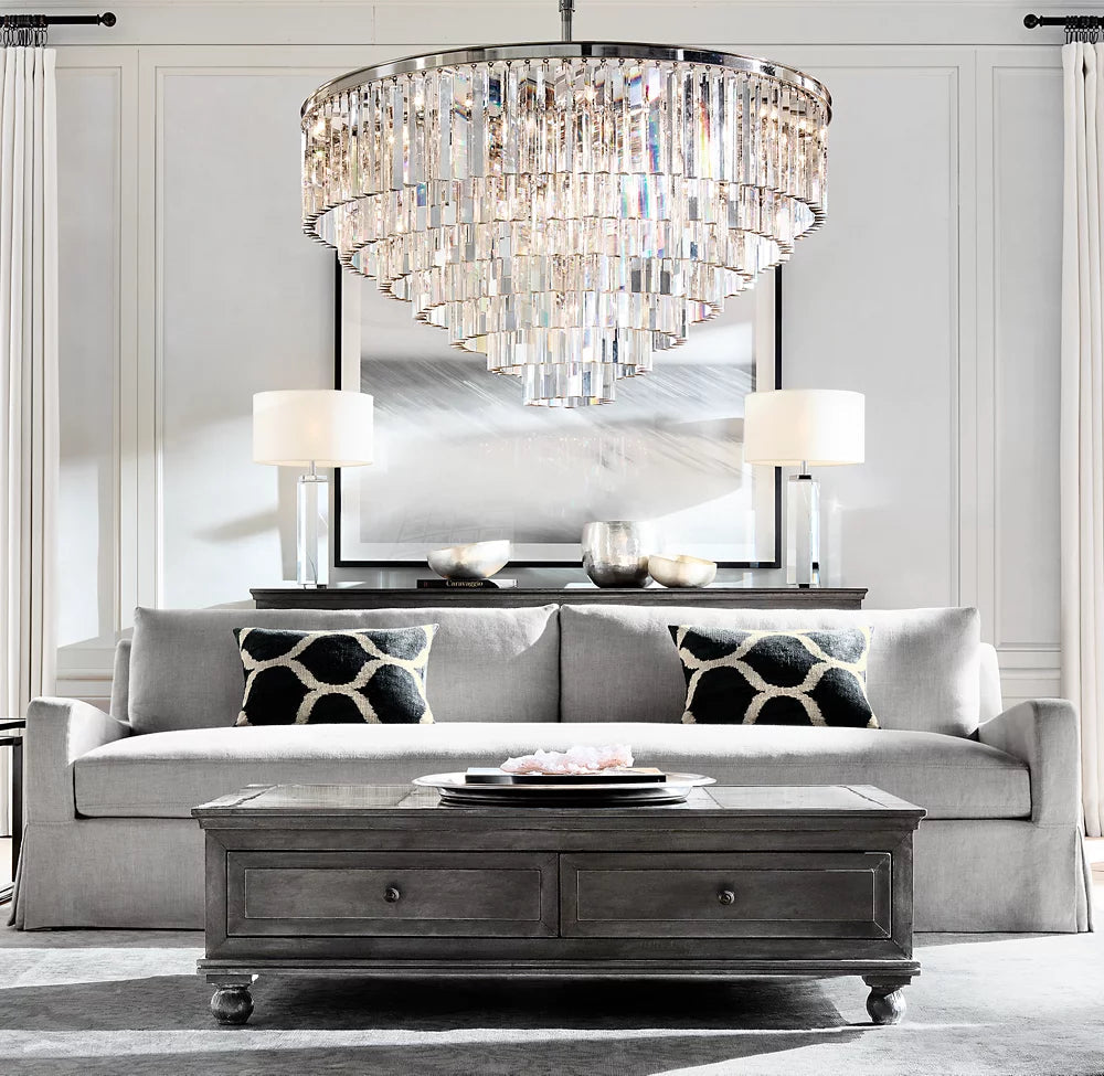 Deco Optical Prism Cascade Chandelier
