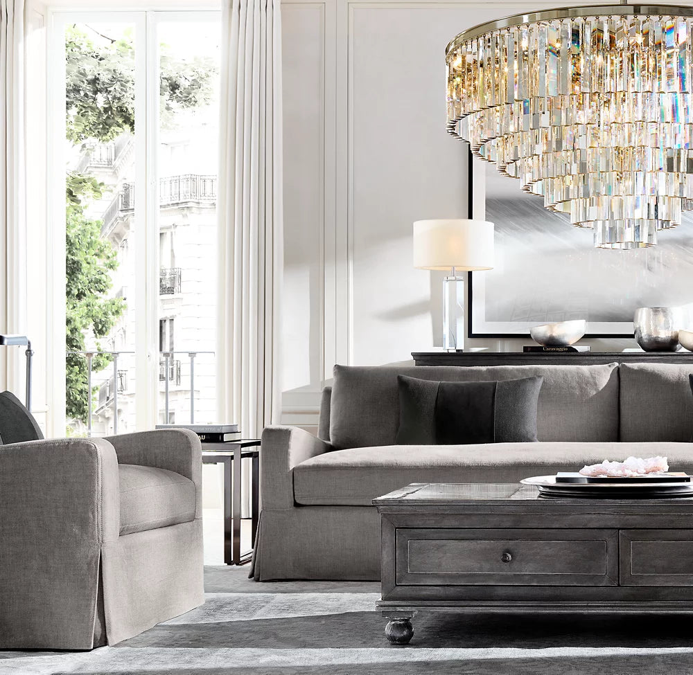 Deco Optical Prism Cascade Chandelier