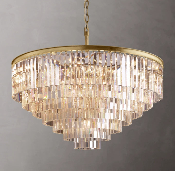 Deco Optical Prism Cascade Chandelier