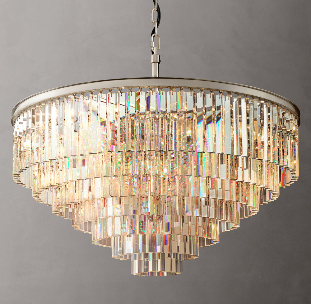 Deco Optical Prism Cascade Chandelier