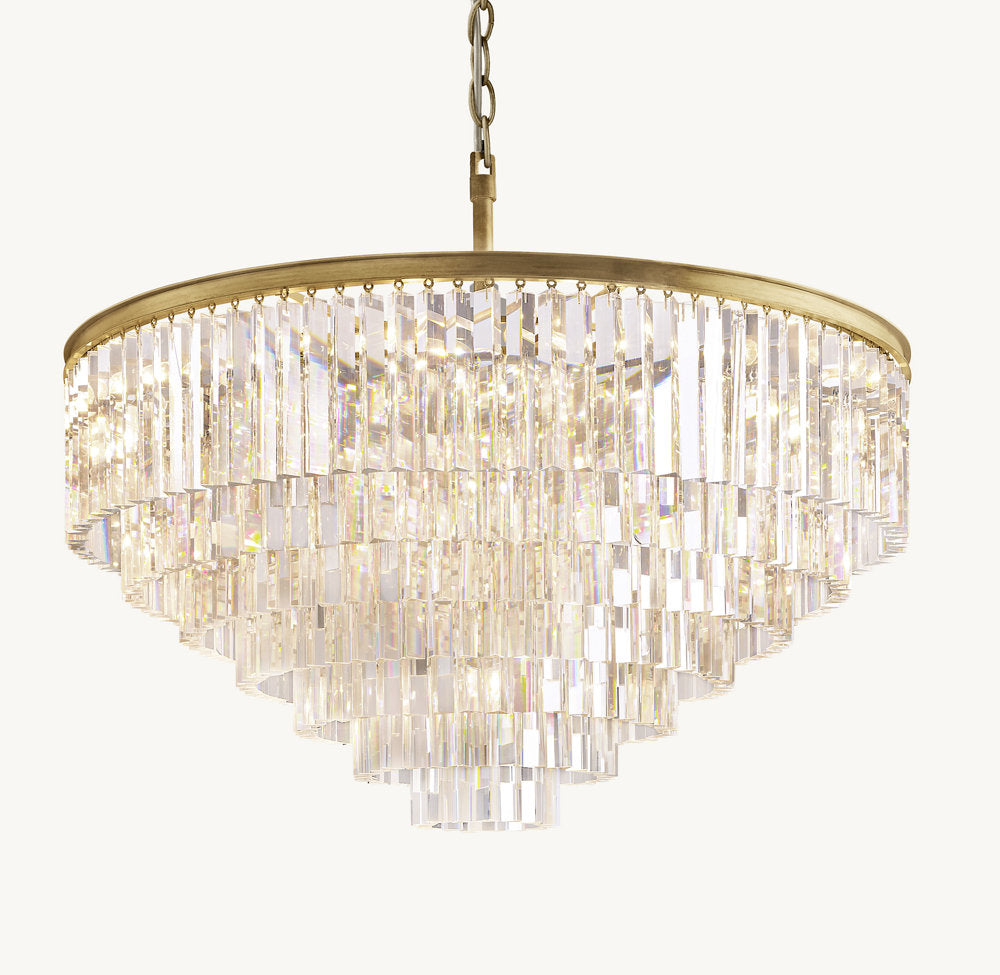 Deco Optical Prism Cascade Chandelier