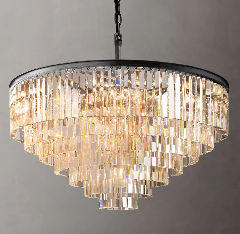 Deco Optical Prism Cascade Chandelier