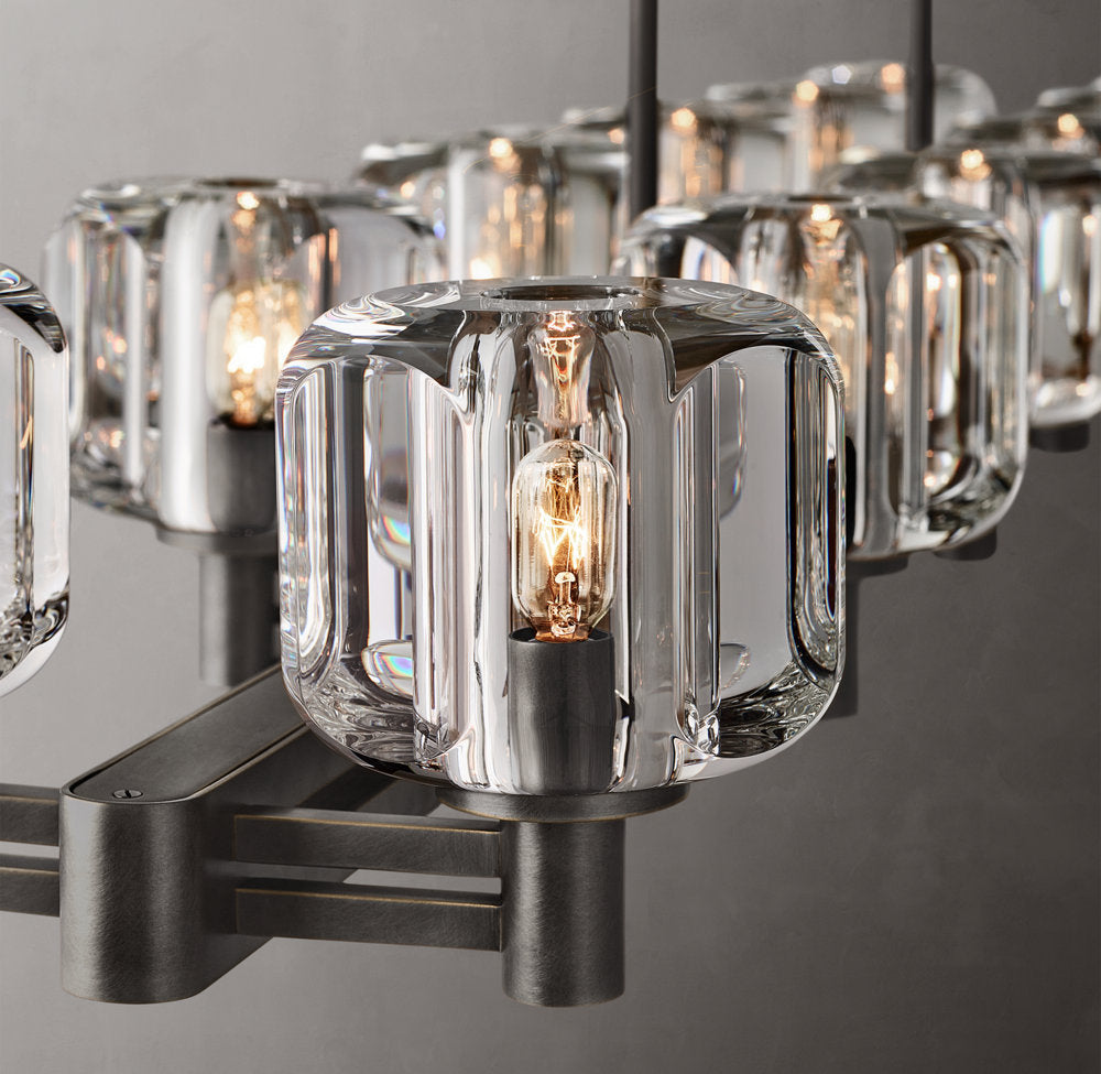 Double Optical Crystal Beam Chandelier