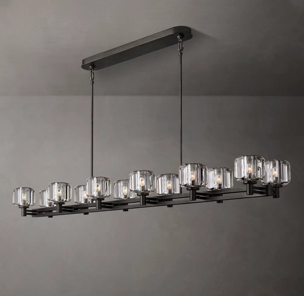 Double Optical Crystal Beam Chandelier