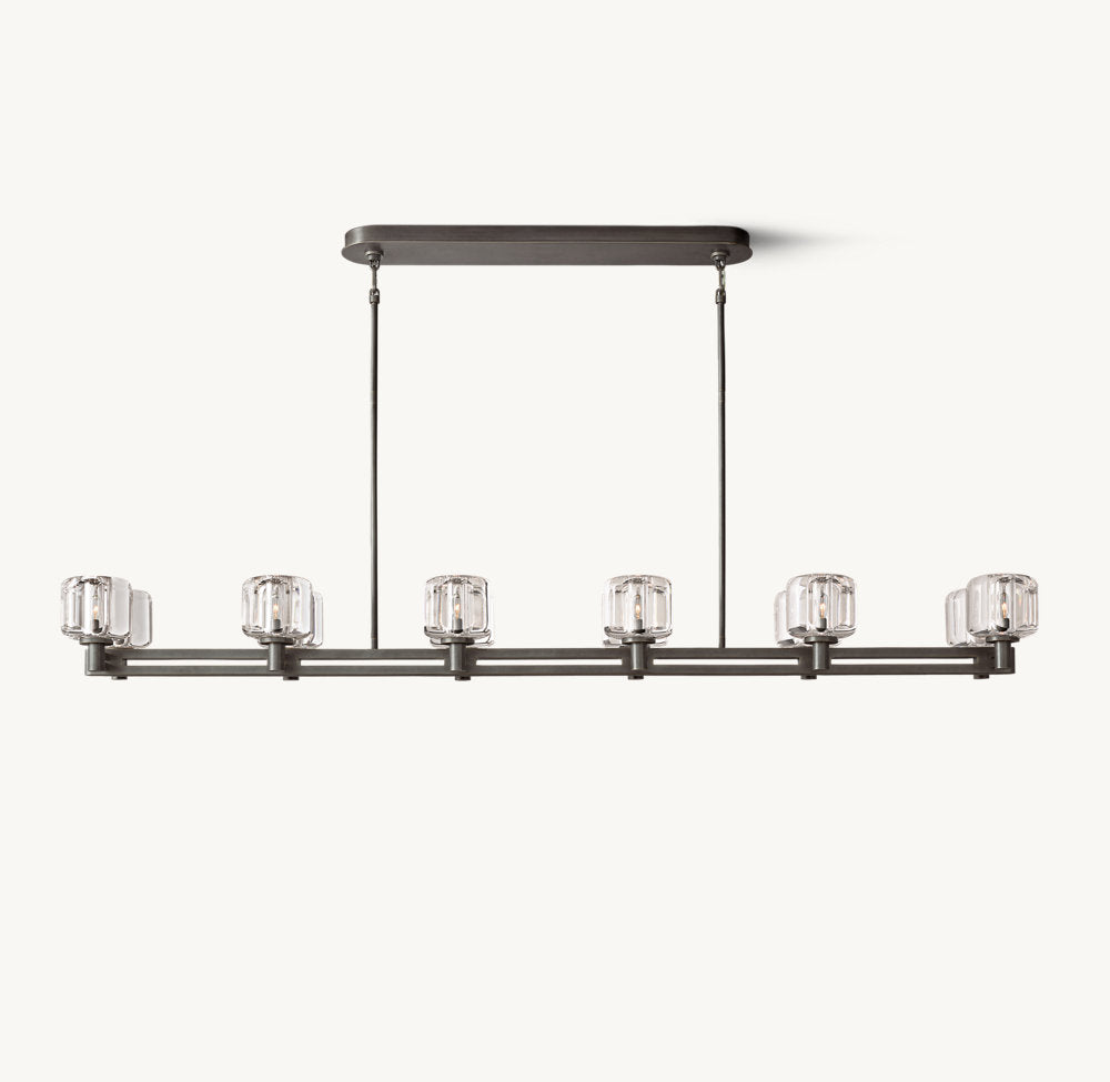 Double Optical Crystal Beam Chandelier