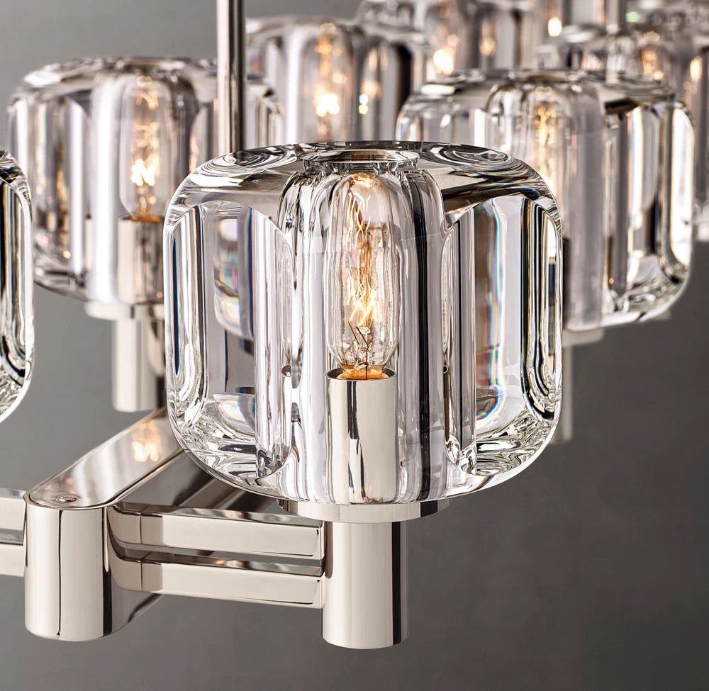 Double Optical Crystal Beam Chandelier