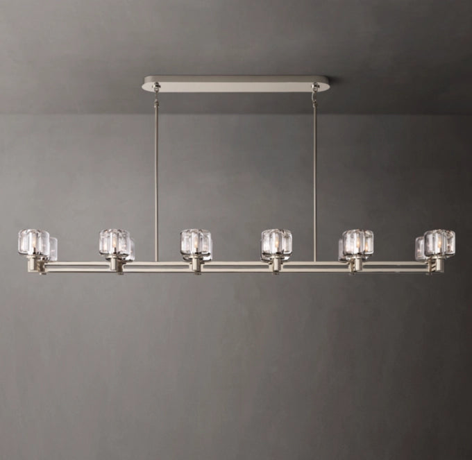 Double Optical Crystal Beam Chandelier