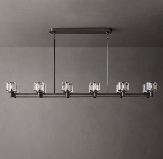 Double Optical Crystal Beam Chandelier