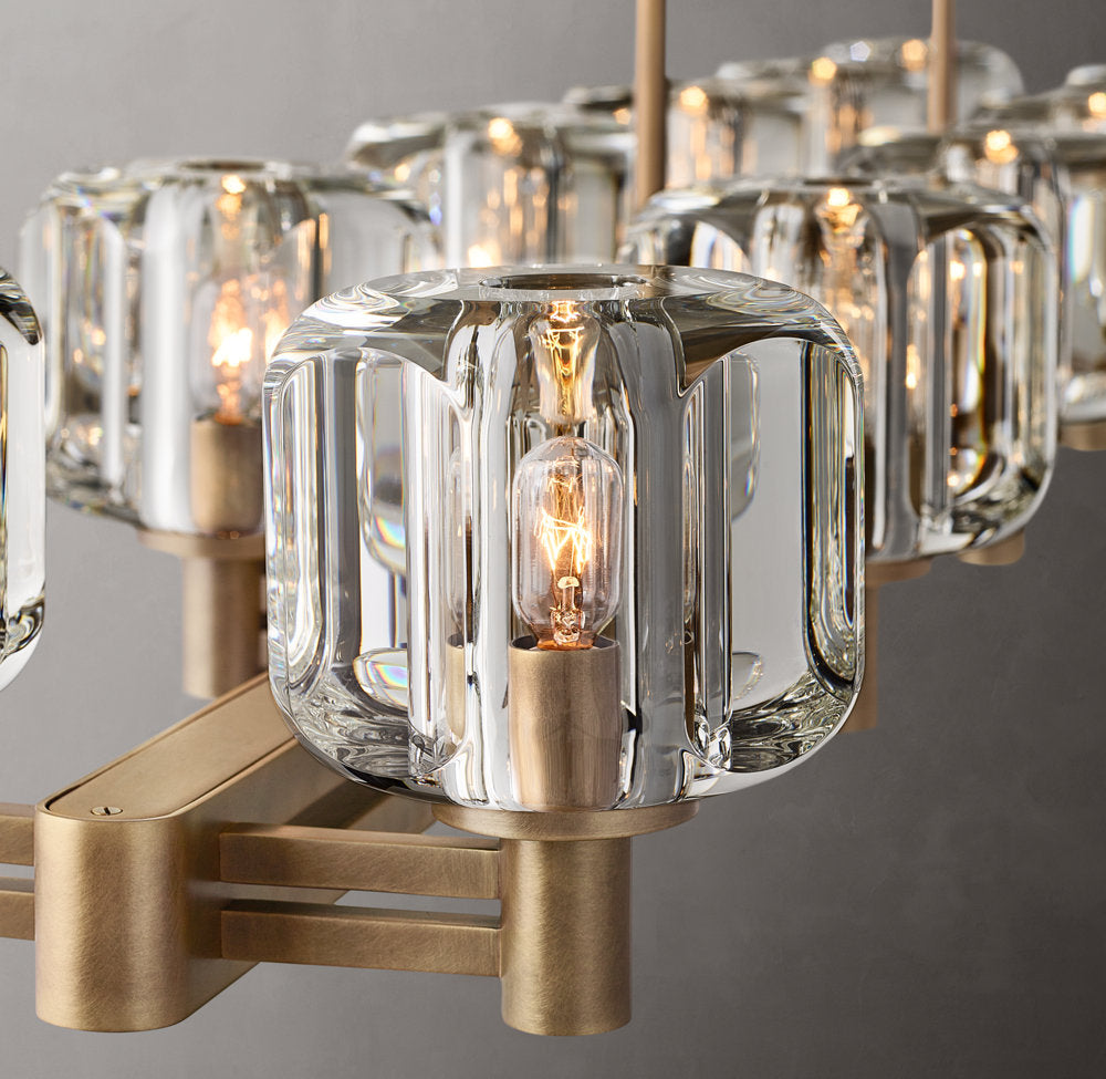 Double Optical Crystal Beam Chandelier