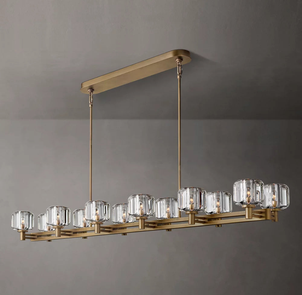 Double Optical Crystal Beam Chandelier