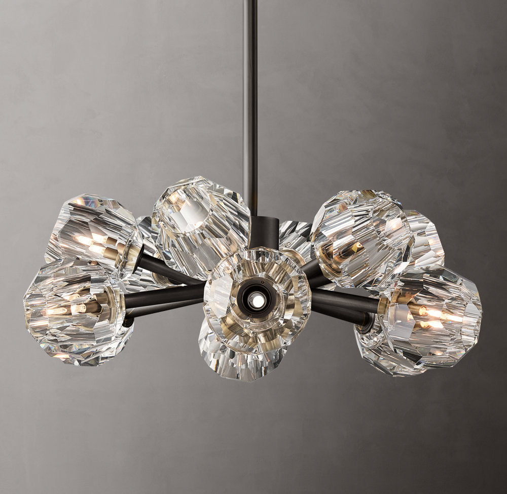 Faceted Clear Crystal Globe Chandelier