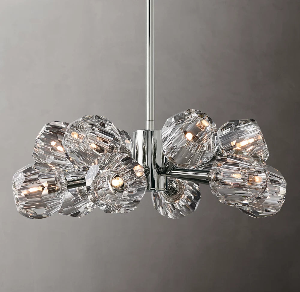 Faceted Clear Crystal Globe Chandelier