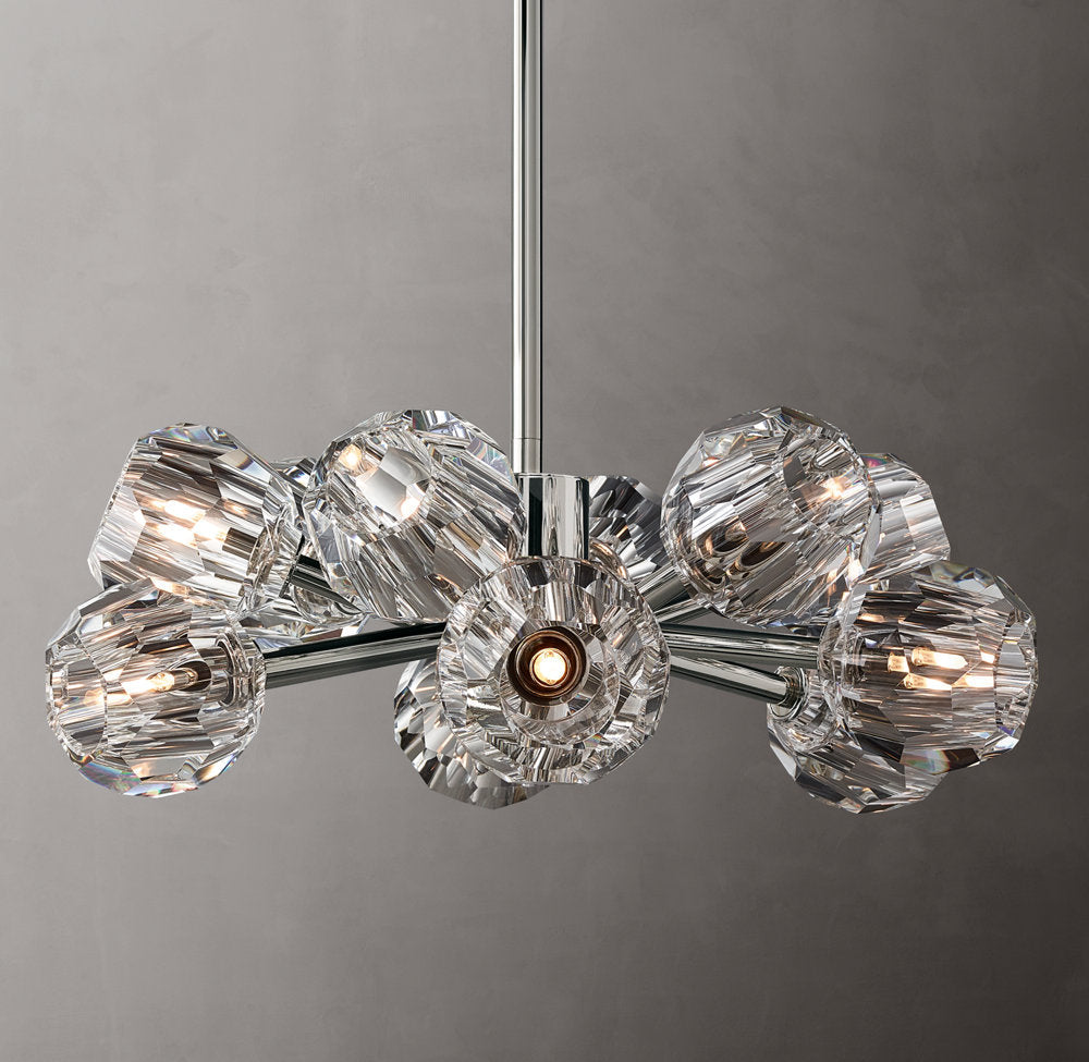 Faceted Clear Crystal Globe Chandelier