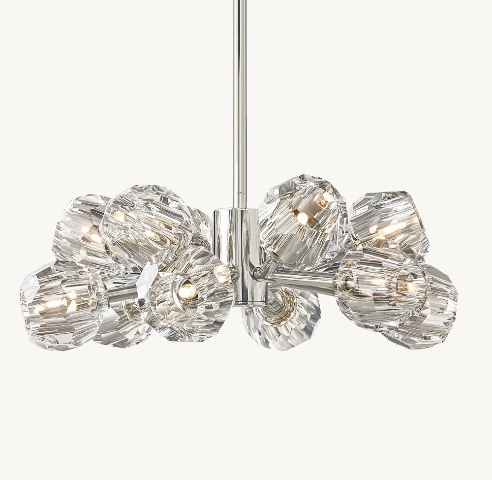 Faceted Clear Crystal Globe Chandelier