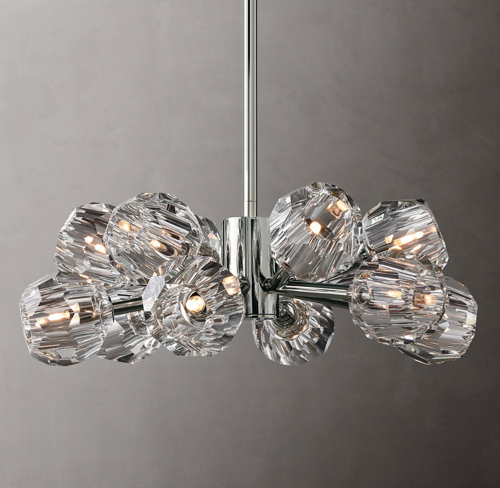 Faceted Clear Crystal Globe Chandelier