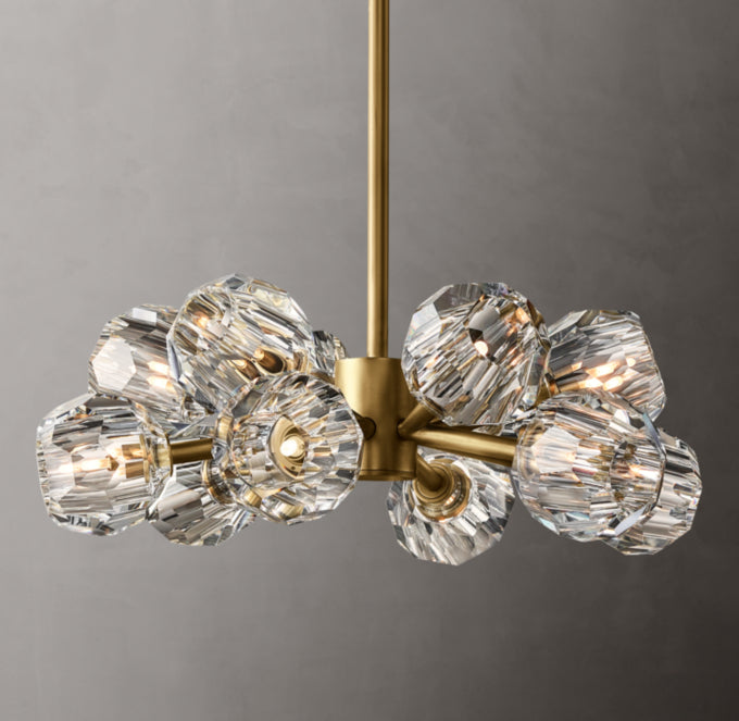 Faceted Clear Crystal Globe Chandelier
