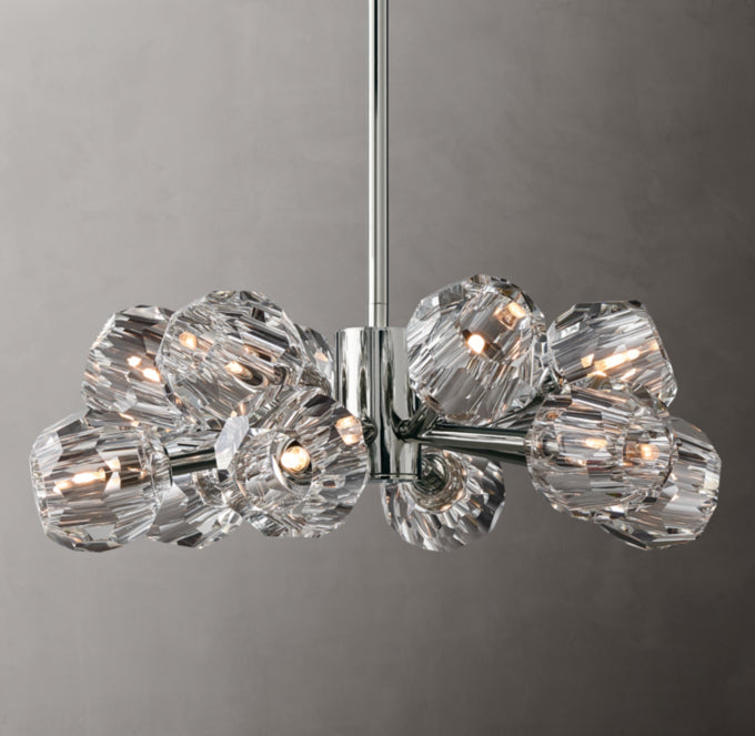 Faceted Clear Crystal Globe Chandelier