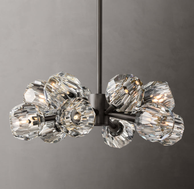 Faceted Clear Crystal Globe Chandelier