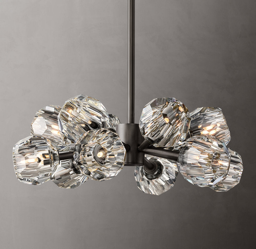 Faceted Clear Crystal Globe Chandelier
