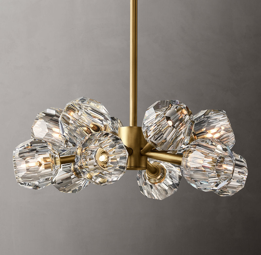 Faceted Clear Crystal Globe Chandelier