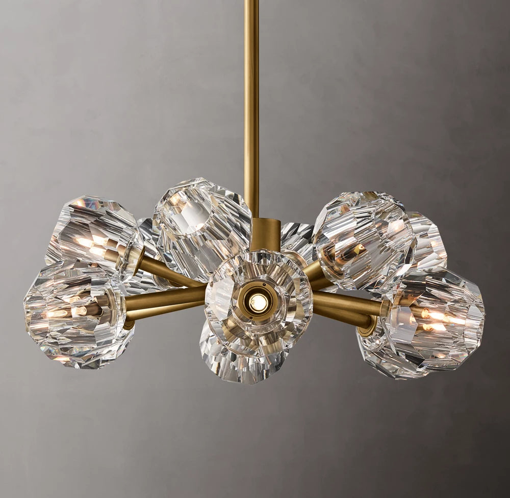Faceted Clear Crystal Globe Chandelier