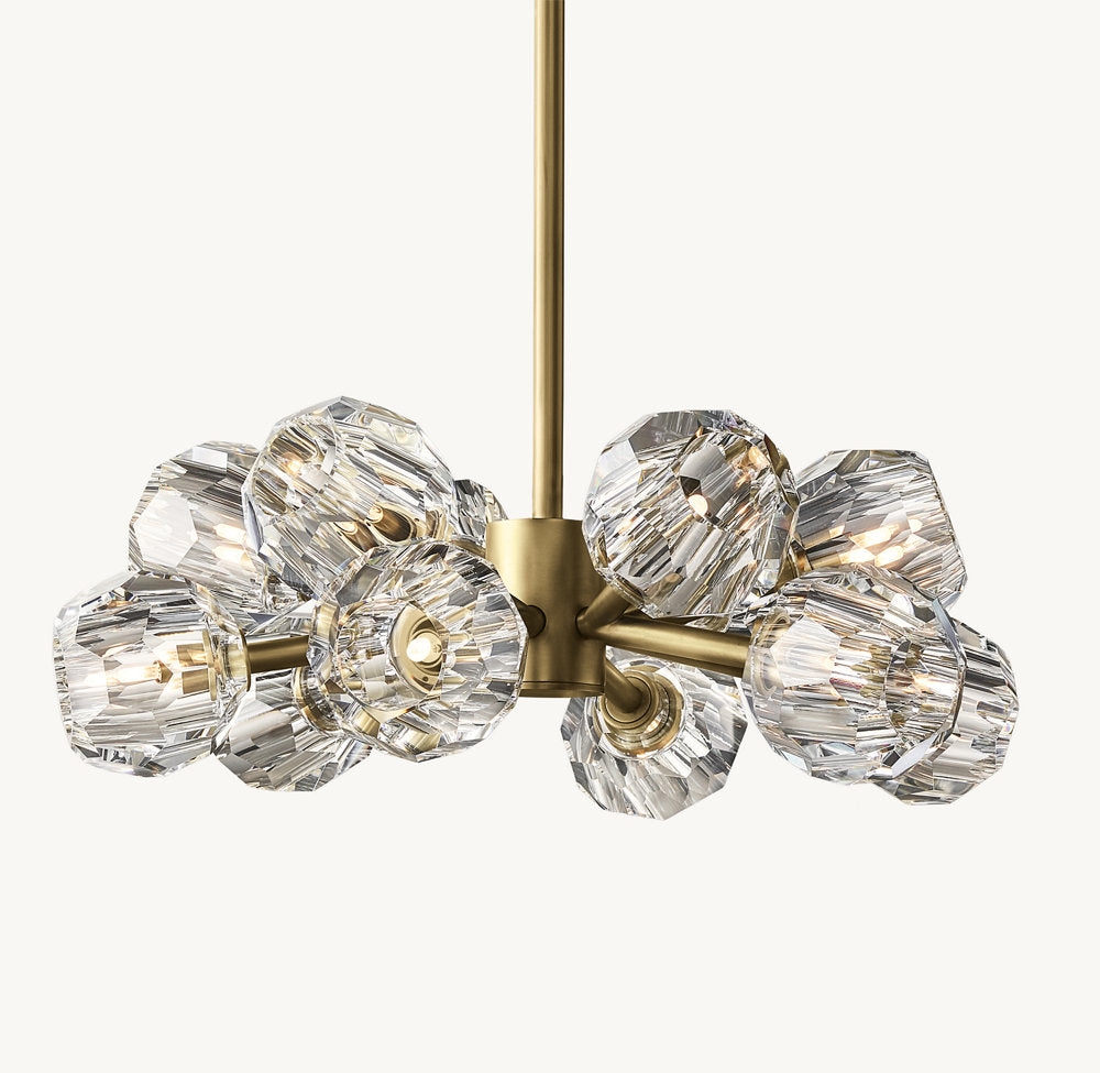 Faceted Clear Crystal Globe Chandelier