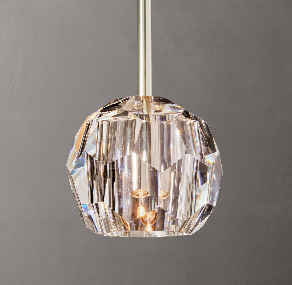 Faceted Clear Crystal Sphere Pendant