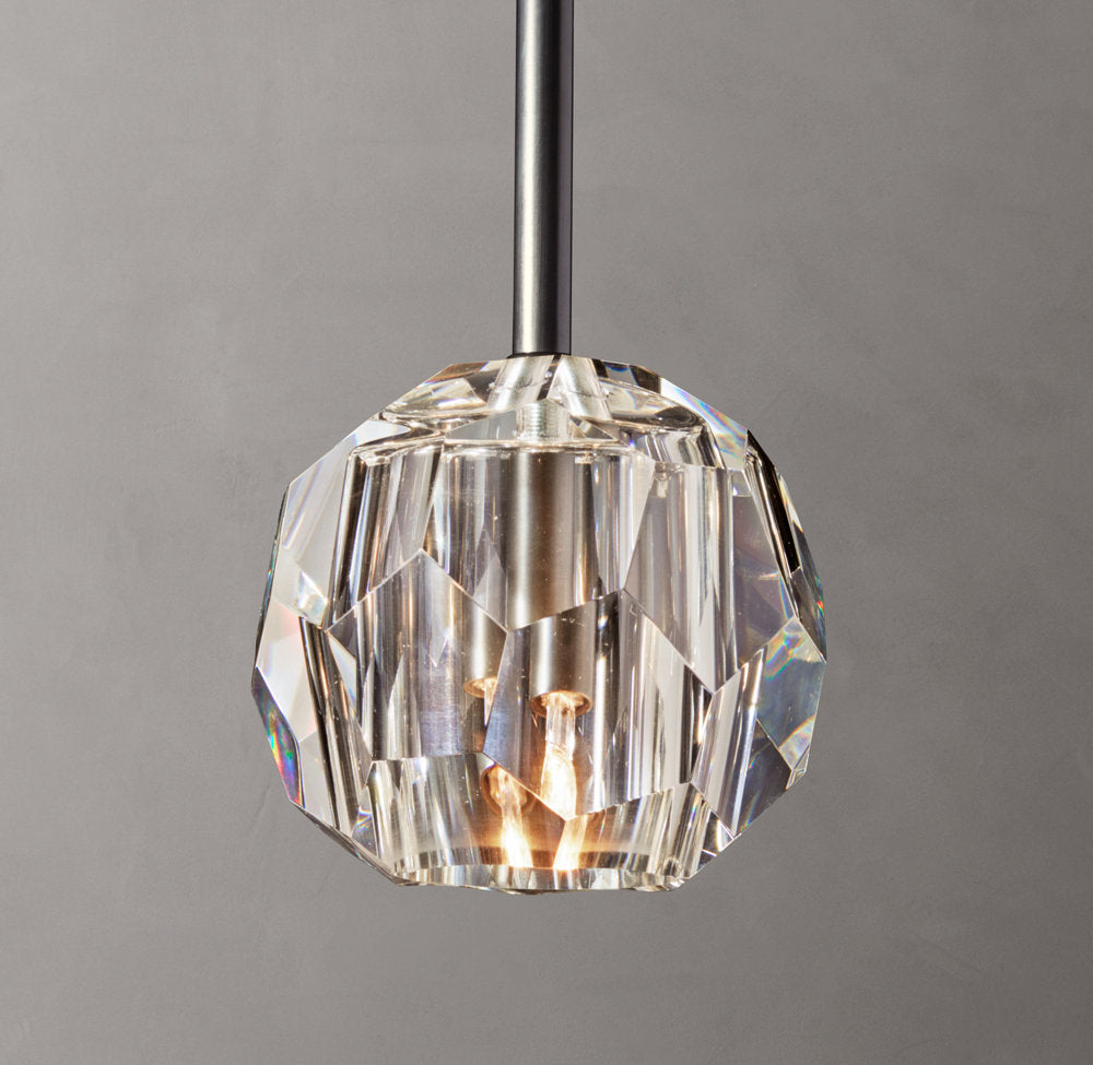 Faceted Clear Crystal Sphere Pendant