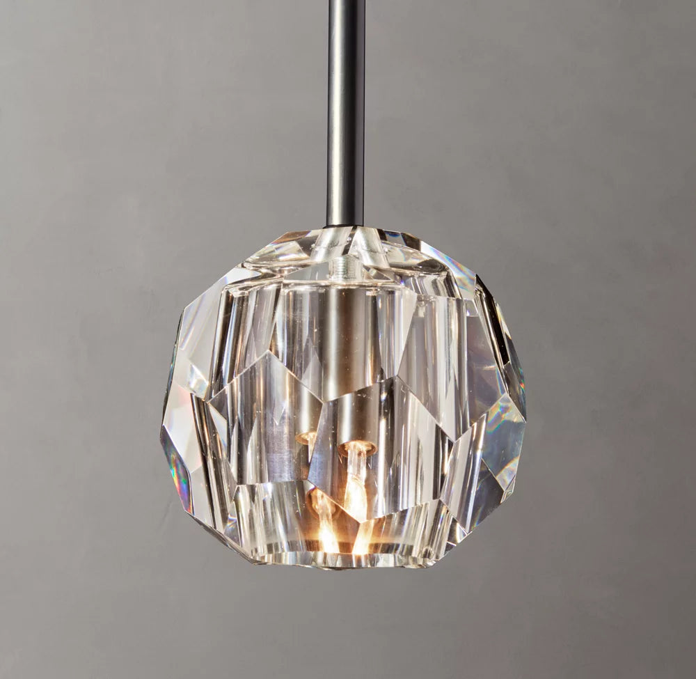 Faceted Clear Crystal Sphere Pendant