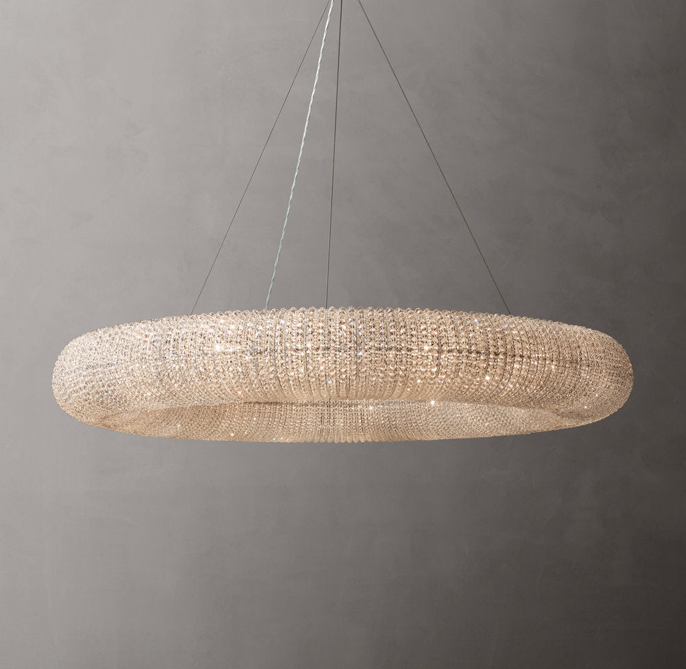 Faceted K9 Bead LED Halo Chandelier