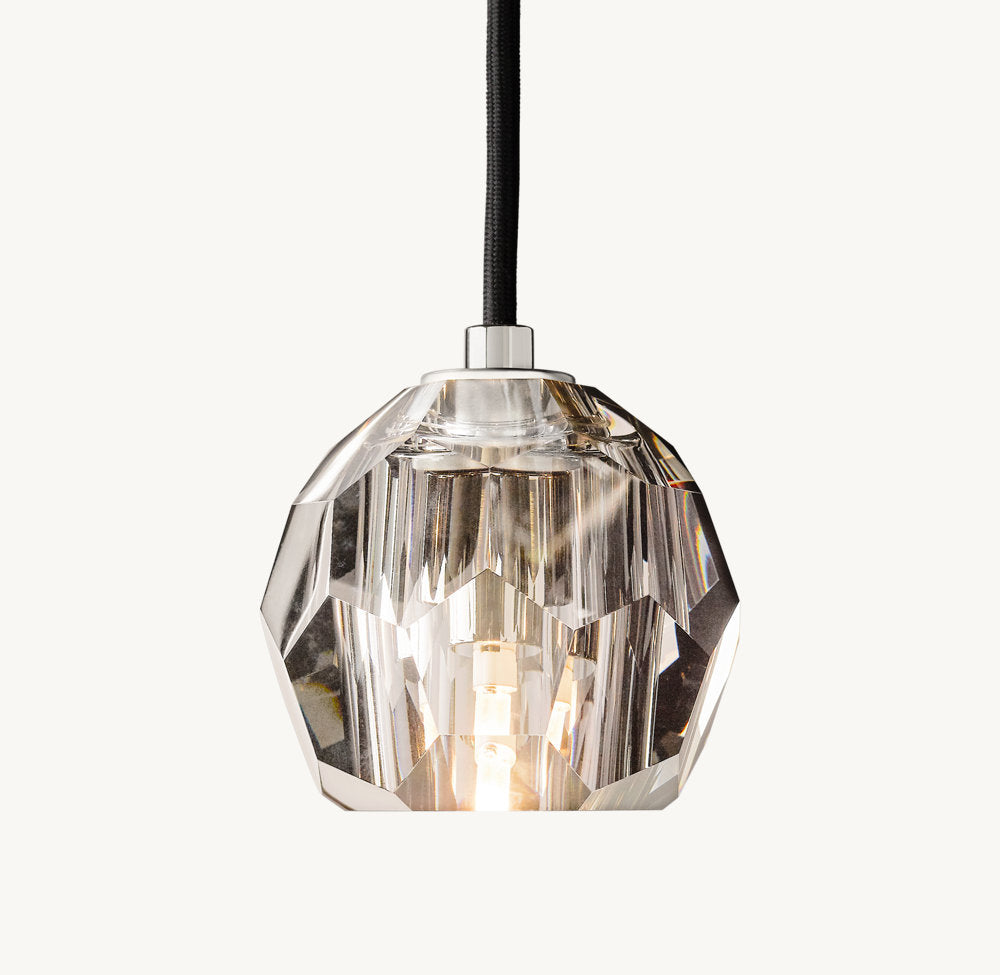 Faceted Smoke Crystal Cord Pendant