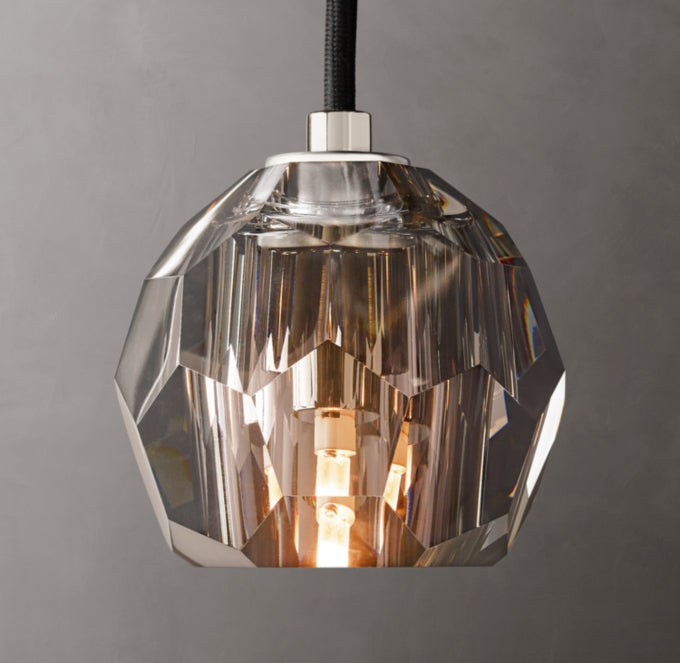 Faceted Smoke Crystal Cord Pendant