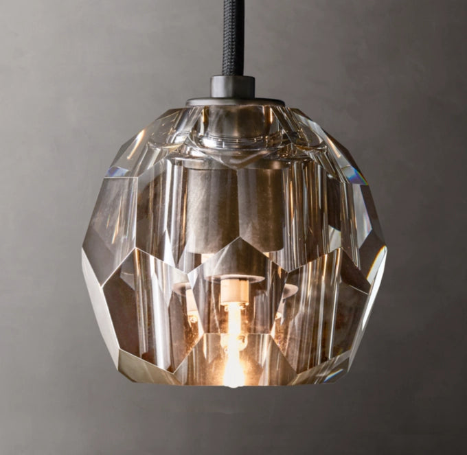Faceted Smoke Crystal Cord Pendant